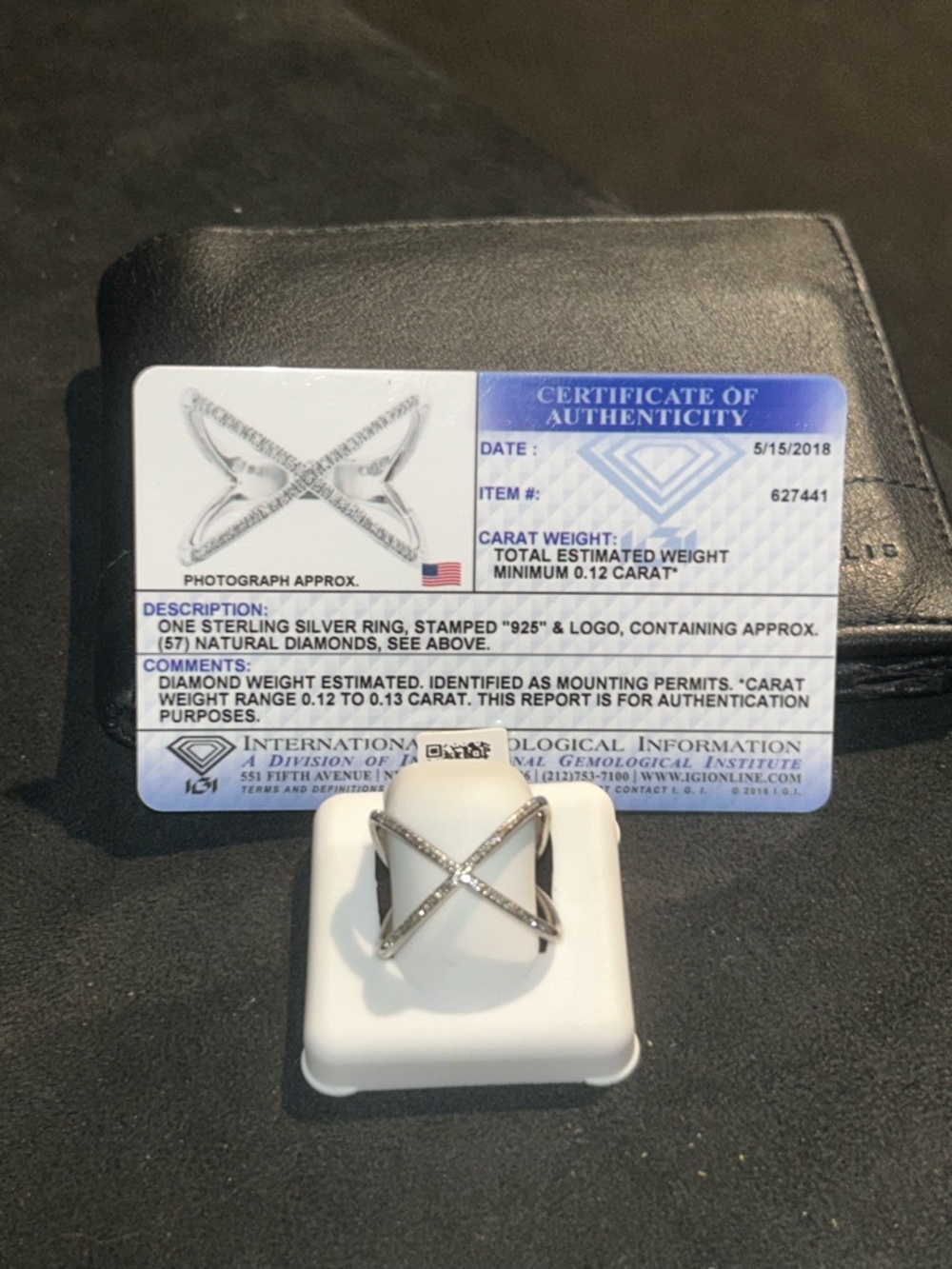 Sterling Silver X Cross Diamond Accent Ring - Silver